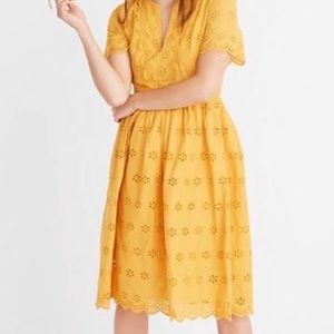 Authentic Madewell Scalloped Eyelet Midi Dress